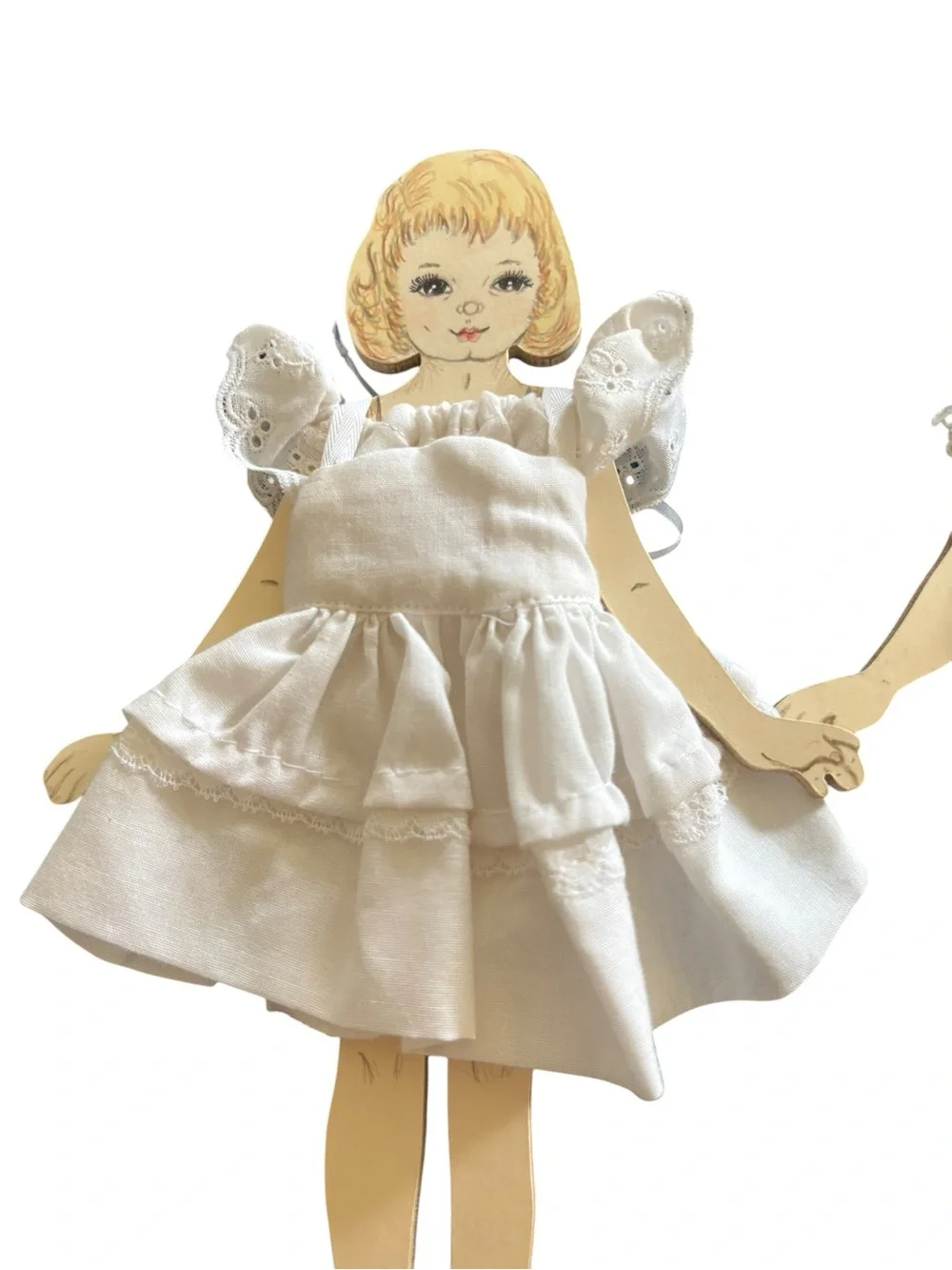VTG Handmade Set 2 Wood Dolls W/Removable Clothing Both Girls 10” 2003